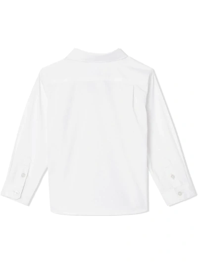 Shop Burberry Icon Stripe Trim Shirt In White