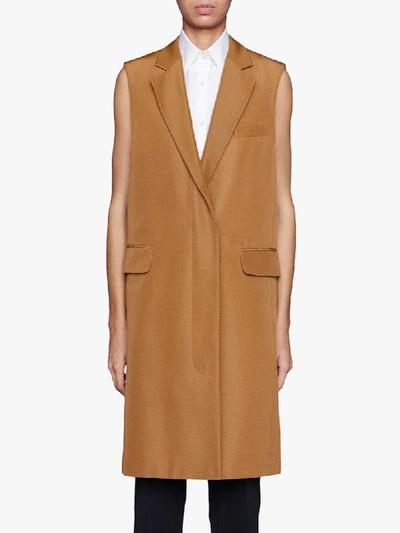 Shop Gucci Single-breasted Long Vest In Neutrals