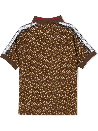 Shop Burberry Monogram Stripe Print Polo Shirt In Brown