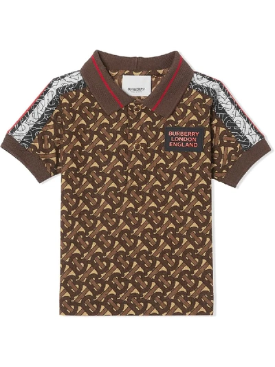 Shop Burberry Monogram-print Polo Shirt In Brown