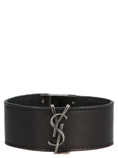 Shop Saint Laurent Ysl Bracelet 3 Cm In Nero