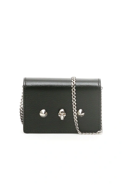 Shop Alexander Mcqueen Card Holder With Skull And Chain In Nero