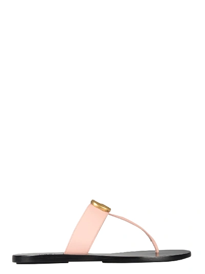 Shop Gucci Double G Leather Thong Sandal In Pink