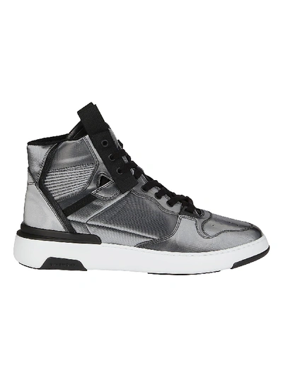 Shop Givenchy Silver-tone Hi-top Sneakers In Grey