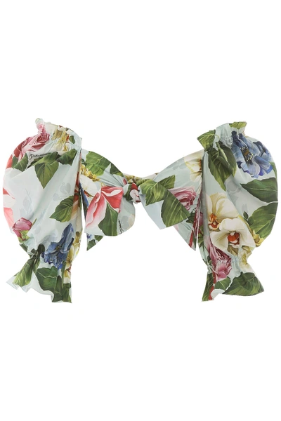 Shop Dolce & Gabbana Floral Top With Bow In Multicolore