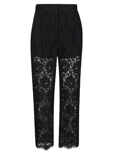 Shop Dolce & Gabbana Black Cotton Blend Trousers In Nero