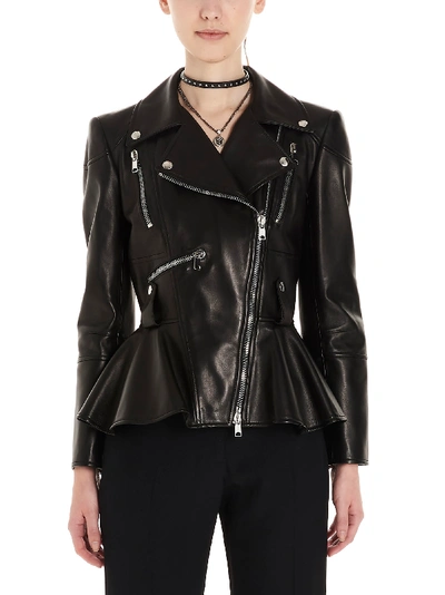 Shop Alexander Mcqueen Peplum Jacket In Nero