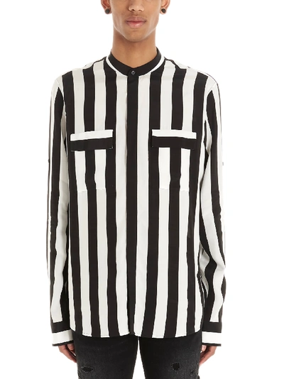 Balmain Striped Korean Shirt In Nero