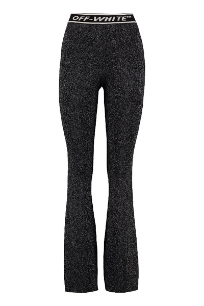 Shop Off-white Lurex Knit Trousers In Nero