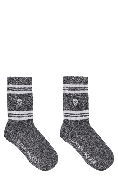 Shop Alexander Mcqueen Cotton Sport Socks In Nero