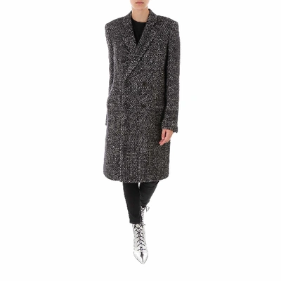 Shop Saint Laurent Coat In Grey