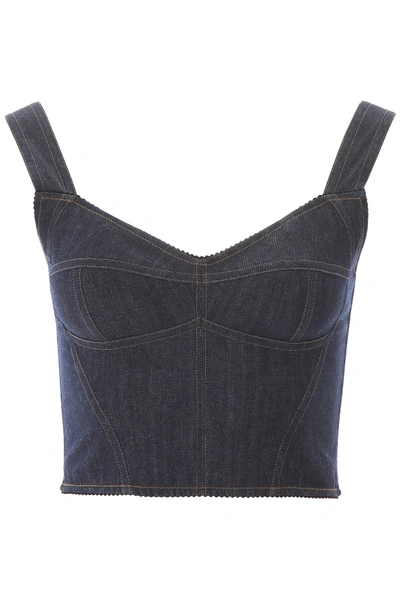 Shop Dolce & Gabbana Denim Bustier Top In Blue