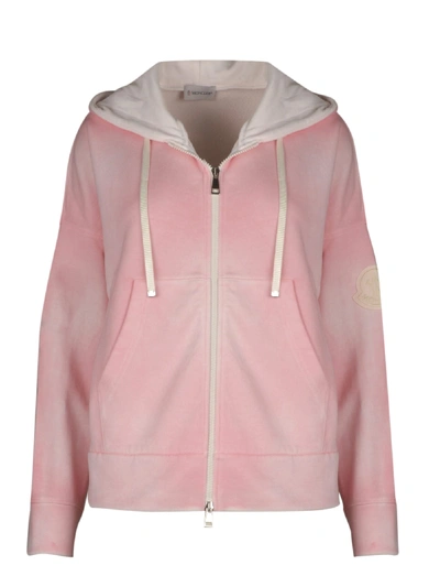 Shop Moncler Tye Dye Full Zip Hoodie In Pink