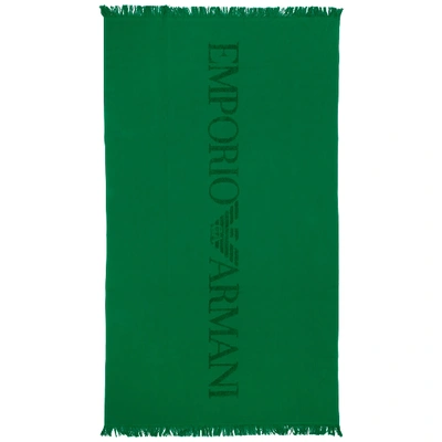 Shop Emporio Armani Heaven Beach Towels In Emerald Green