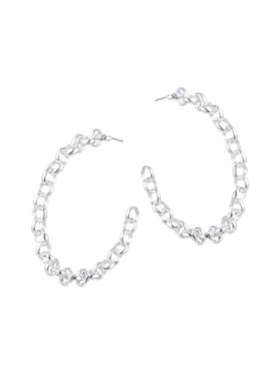Shop Dannijo Viola Chain-link Hoop Earrings In Stainless Steel