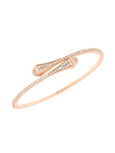 Shop Marli 18k Rose Gold & Diamond Bangle Bracelet