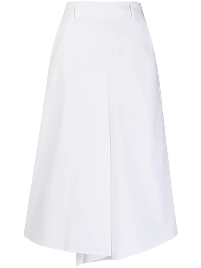 Shop Incotex Front-pleat Midi Skirt In White