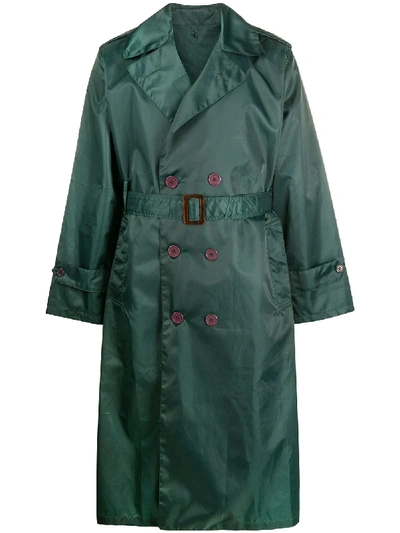 Pre-owned A.n.g.e.l.o. Vintage Cult 1970s Double Breasted Trench Coat In Green