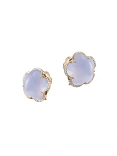 Shop Pasquale Bruni Women's Bon Ton 18k Rose Gold, Chalcedony & Diamond Stud Earrings In Blue Chalcedony
