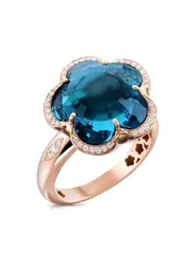 Shop Pasquale Bruni Women's Bon Ton 18k Rose Gold, Topaz & Diamond Ring In London Blue Topaz