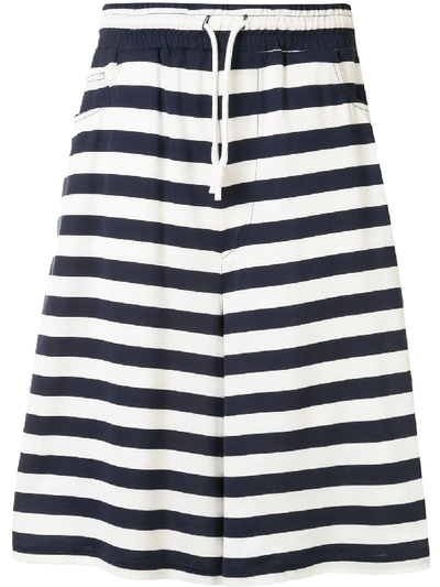 Shop Sunnei Striped Wide-leg Shorts In Blue