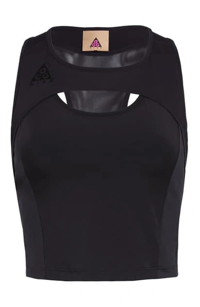 Shop Nike Acg Crop Top In Black/ Black/ Black/ White