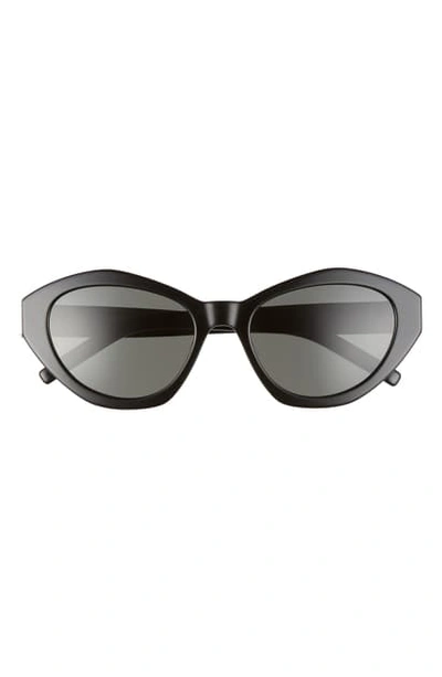 Shop Saint Laurent 54mm Irregular Cat Eye Sunglasses In Black/ Grey