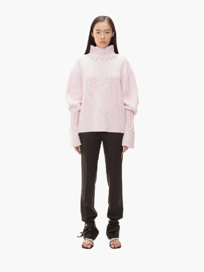 Shop Jw Anderson Pearl Collar Jumper In Pink