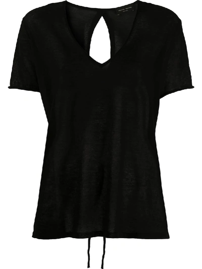 Shop Roberto Collina V-neck Tie-back T-shirt In Black