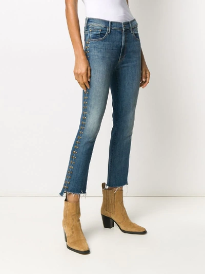 Shop Mother Stud-embellished Cropped Jeans In Blue