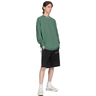 Shop Palm Angels Green Classic Logo Long Sleeve T-shirt In Pine Green