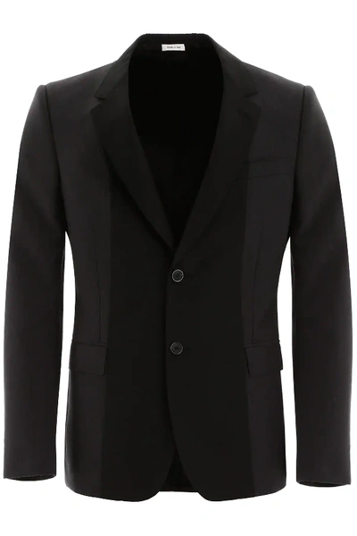 Shop Alexander Mcqueen Hybrid Wool Blazer In Grey,black