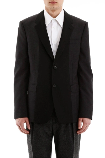 Shop Alexander Mcqueen Hybrid Wool Blazer In Grey,black