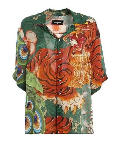 Shop Dsquared2 Zodiac Print Silk Shirt In Multicolour