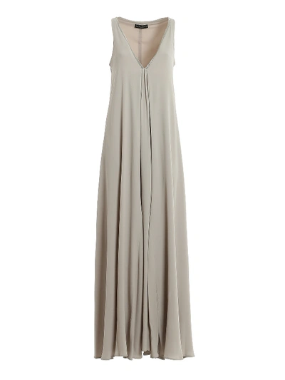 Shop Fabiana Filippi Monili V-neck Silk Dress In Light Grey