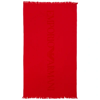Shop Emporio Armani Men's Beach Towel In Red