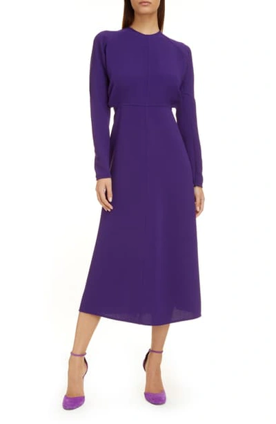 Shop Victoria Beckham Dolman Long Sleeve Midi Dress In Bright Purple