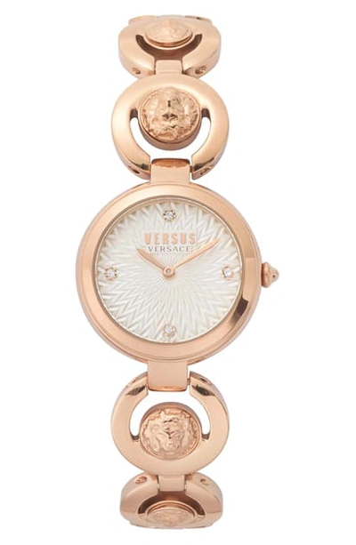 Shop Versus Peking Road Bracelet Watch, 28mm In Rose Gold/ White/ Rose Gold