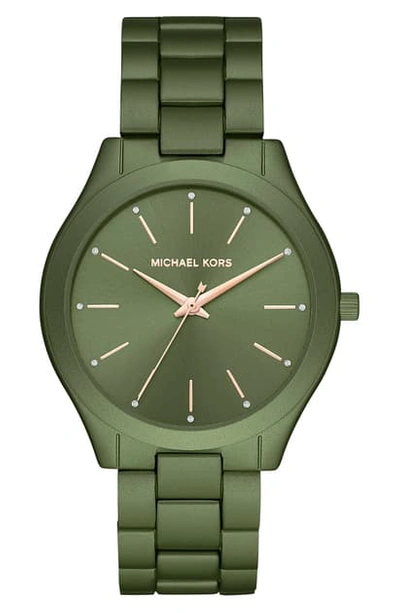 Shop Michael Kors 'slim Runway' Bracelet Watch, 42mm In Olive