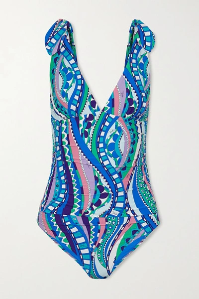 Shop Emilio Pucci Printed Swimsuit In Blue