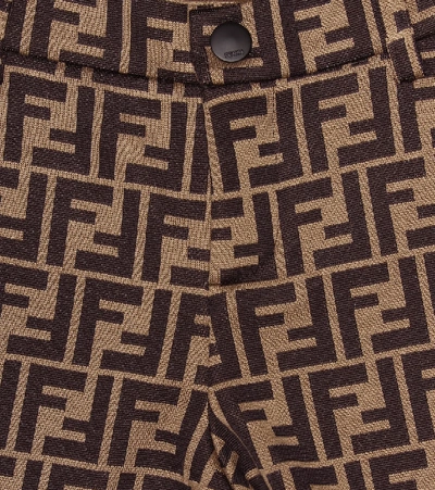 Shop Fendi Jacquard Cotton-blend Shorts In Brown
