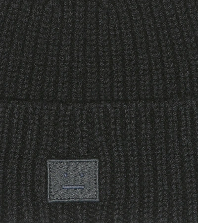 Shop Acne Studios Face Wool Beanie In Black