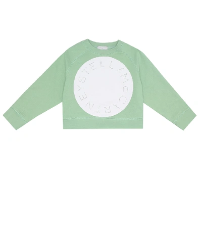 Shop Stella Mccartney Logo Stretch-cotton Sweatshirt In Green