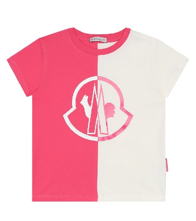Shop Moncler Logo Stretch-cotton T-shirt In Pink