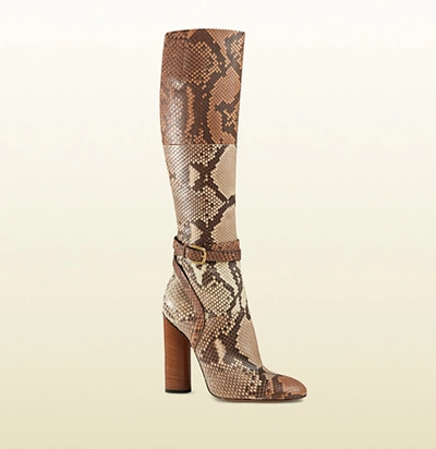 Gucci Python Knee Boots In Characterized