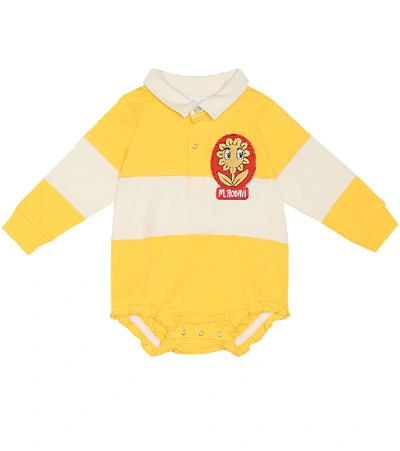 Shop Mini Rodini Baby Rugby Cotton Bodysuit In Yellow