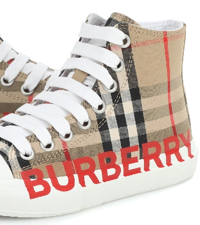 Shop Burberry Mini Larkhall Canvas Sneakers In Beige