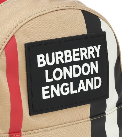 Shop Burberry Nico Icon Stripe Backpack In Beige
