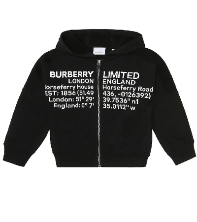 Shop Burberry Printed Cotton-jersey Hoodie In Black
