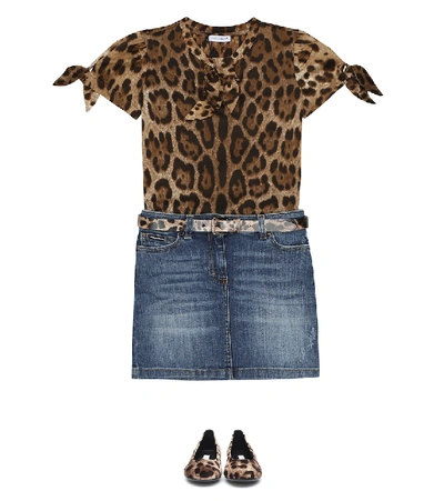 Shop Dolce & Gabbana Leopard-print Cotton Top In Brown